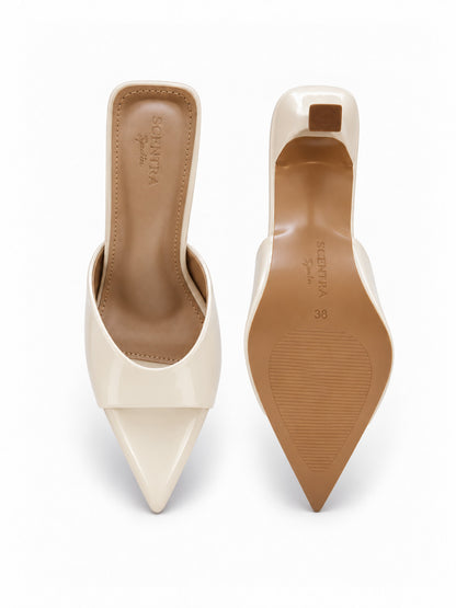 Solenne High-Shine Sculpted Heel Mules