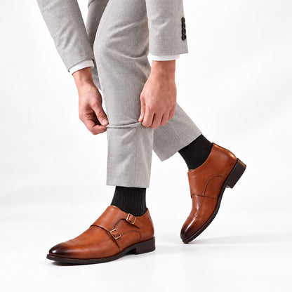 Textured Double Monk Strap Apron-Toe