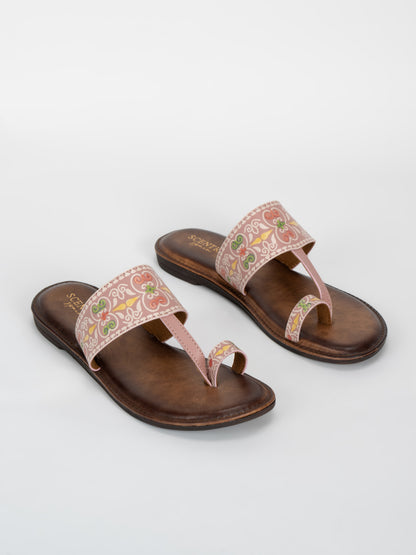 Scentra Spain Heritage Bloom Toe-Ring Flats