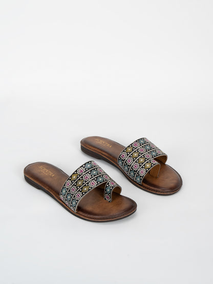 Women's Printed Flat Slide Sandals