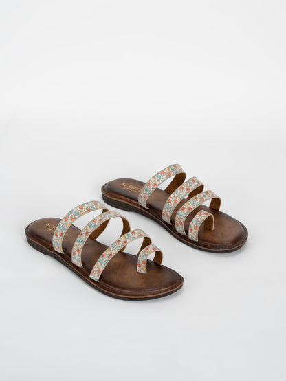 Scentra Spain Flora Weave Multi-Strap Flats