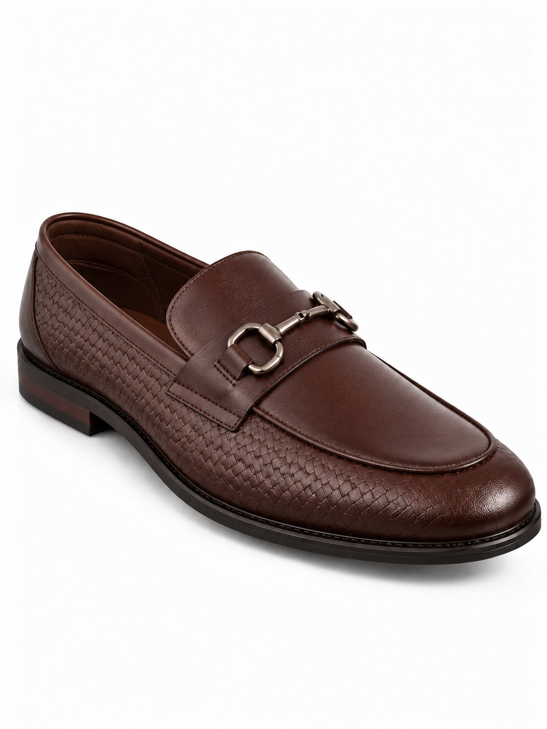 Black Woven-Effect Horsebit Loafers