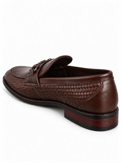 Black Woven-Effect Horsebit Loafers