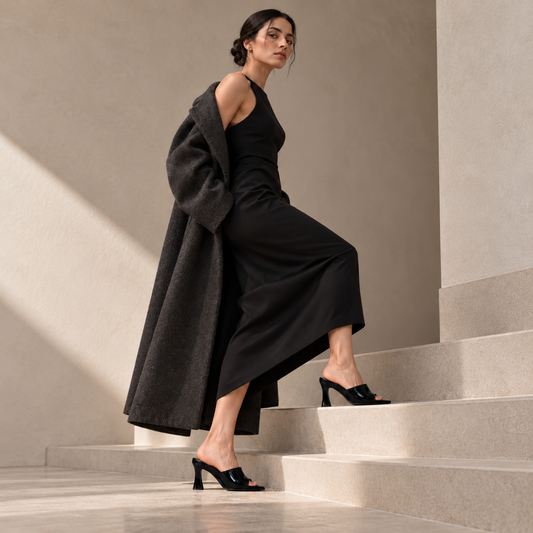 Solenne High-Shine Sculpted Heel Mules