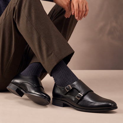 Textured Double Monk Strap Apron-Toe