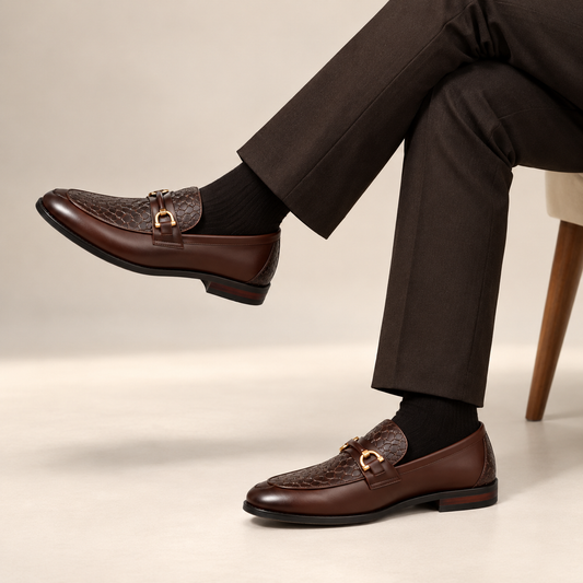 Royale Croc-Embossed Horsebit Loafers