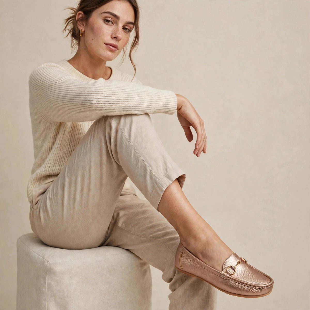 Elara Textured Horsebit Loafers