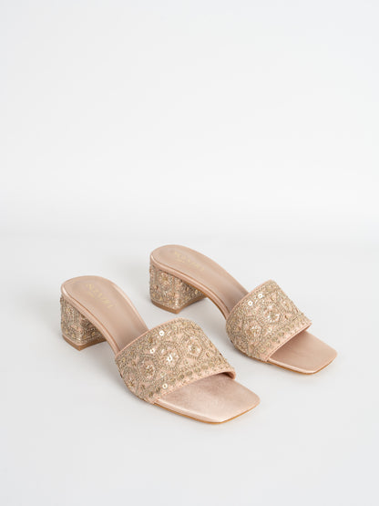 Isra Embroidered Block Heels