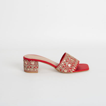 Isra Embroidered Block Heels