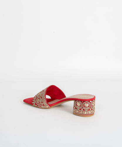 Isra Embroidered Block Heels