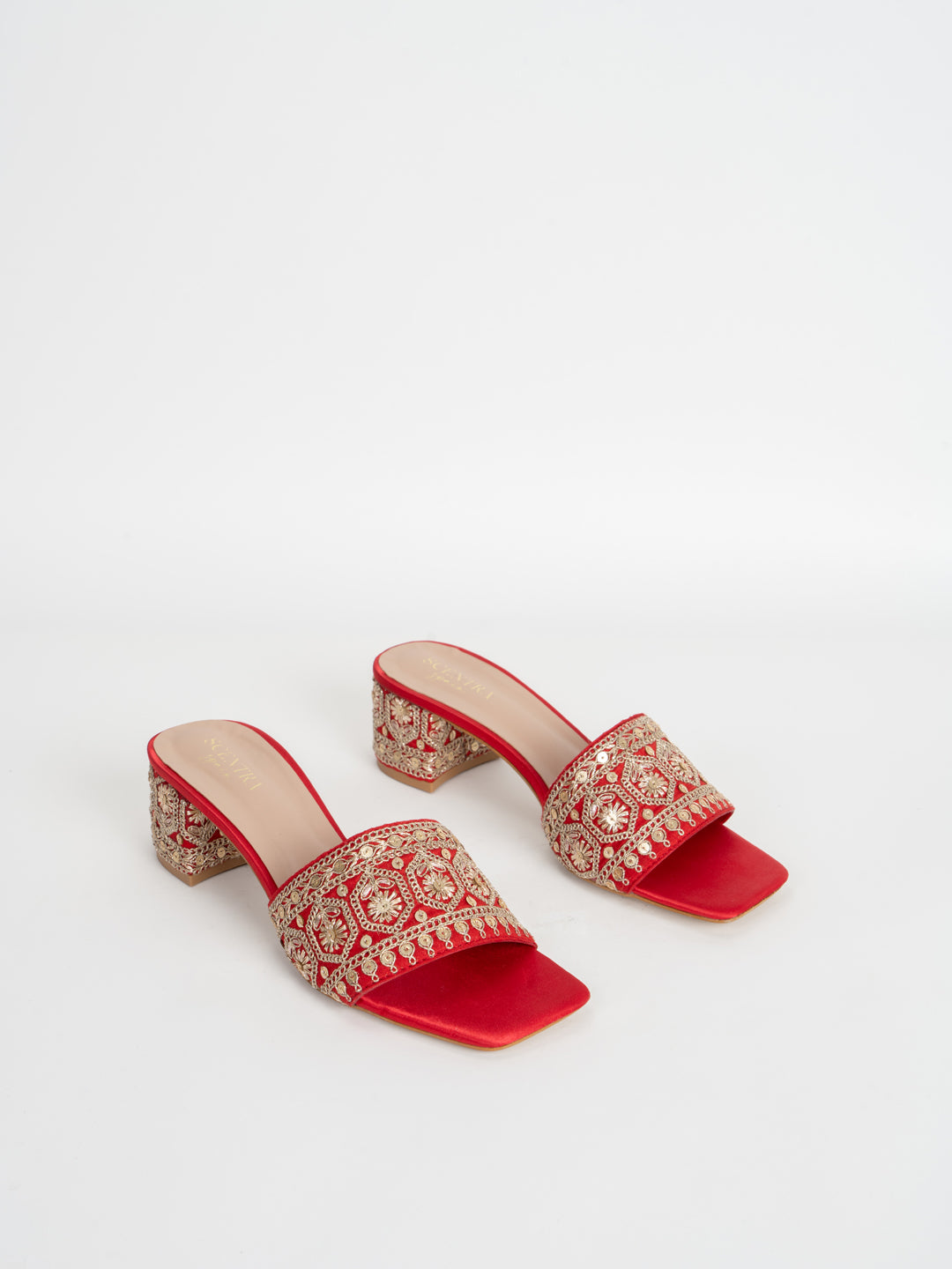 Isra Embroidered Block Heels