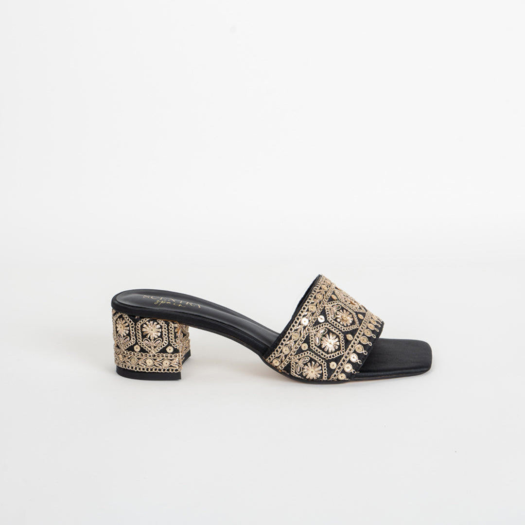 Isra Embroidered Block Heels