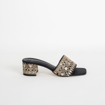 Isra Embroidered Block Heels