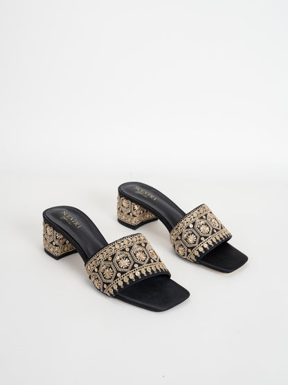 Isra Embroidered Block Heels